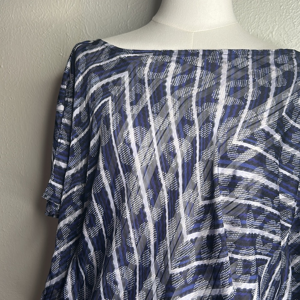 NWT Banana Republic Sheer Geometric Print Split Sleeve Navy Flowy Blouse Sz S - Picture 6 of 12